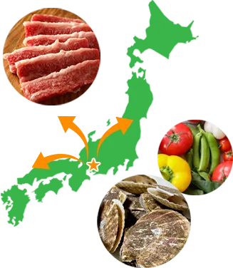 全国の食材（畜産・水産・野菜・タレなどの醸造品やカレーなどのインスタント品）を名古屋市からお届け